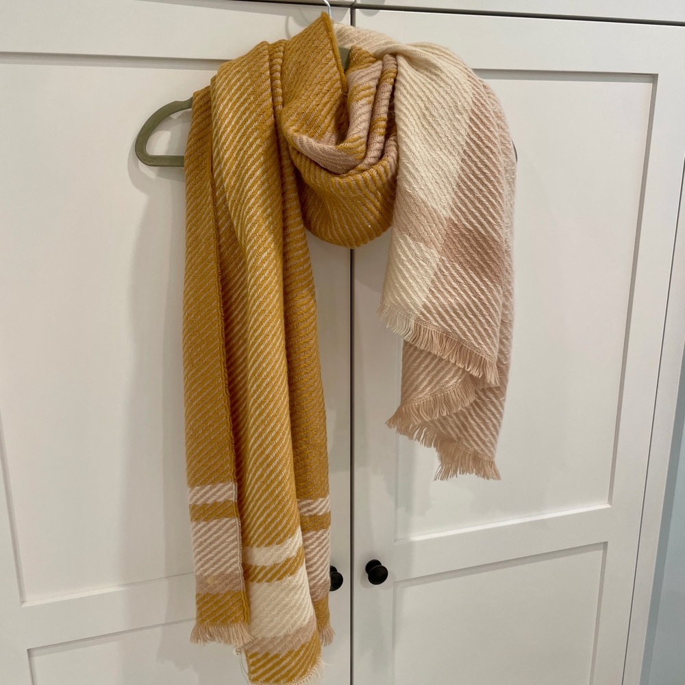 New Shiraleah Cream and Tan Color Block Scarf